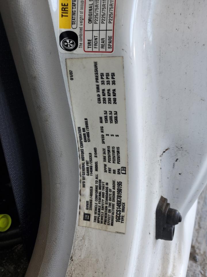 2007 Chevrolet Colorado VIN: 1GCCS149X78190195 Lot: 81980245