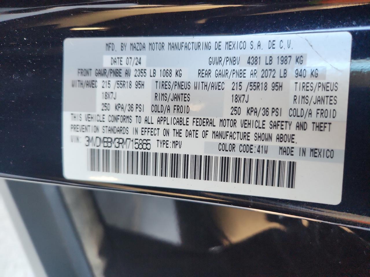 2024 Mazda Cx-30 Select VIN: 3MVDMBBM3RM715865 Lot: 87290735