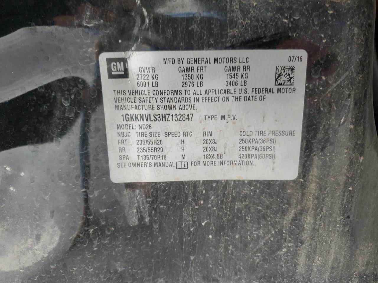 2017 GMC Acadia All Terrain VIN: 1GKKNVLS3HZ132847 Lot: 90142145