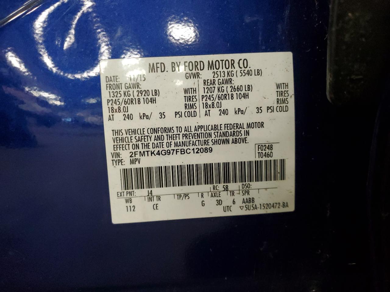 2015 Ford Edge Se VIN: 2FMTK4G97FBC12089 Lot: 82430605