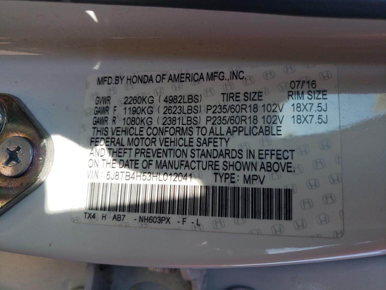 2017 Acura Rdx Technology VIN: 5J8TB4H53HL012041 Lot: 89830995