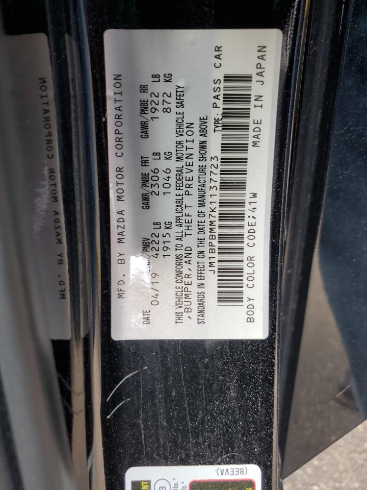 2019 Mazda 3 Preferred VIN: JM1BPBMM7K1137723 Lot: 86139455