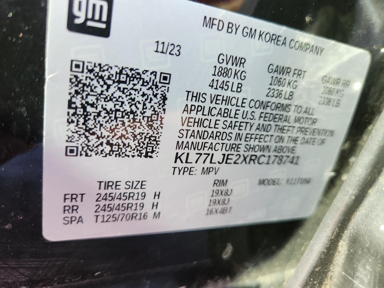 2024 Chevrolet Trax 2Rs VIN: KL77LJE2XRC178741 Lot: 86882905