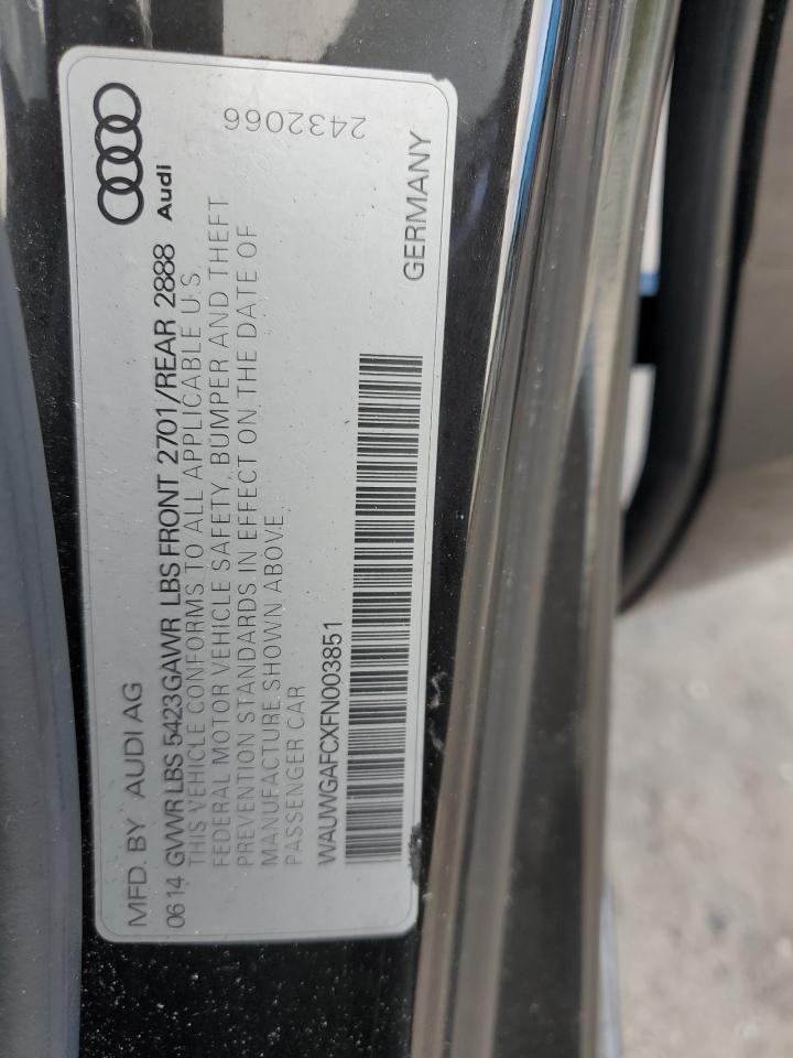 2015 Audi A7 Premium Plus VIN: WAUWGAFCXFN003851 Lot: 87477175