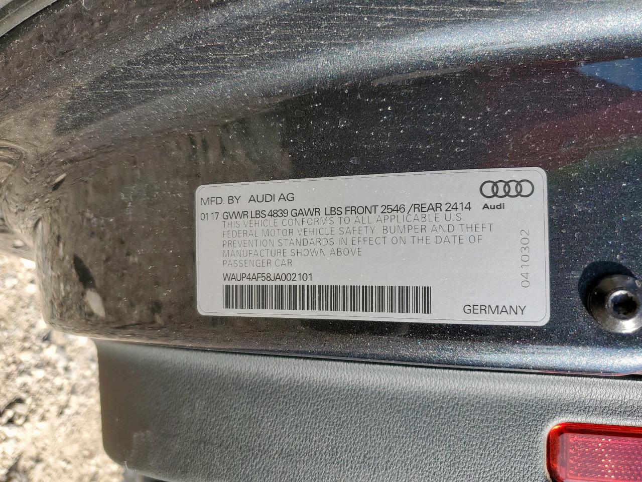 2018 Audi S5 Premium Plus VIN: WAUP4AF58JA002101 Lot: 85535715