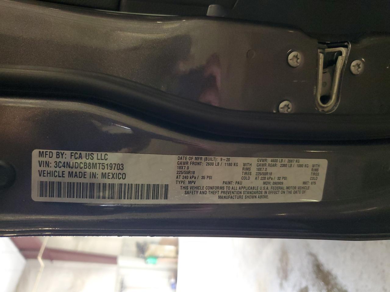 2021 Jeep Compass Limited VIN: 3C4NJDCB8MT519703 Lot: 90886735