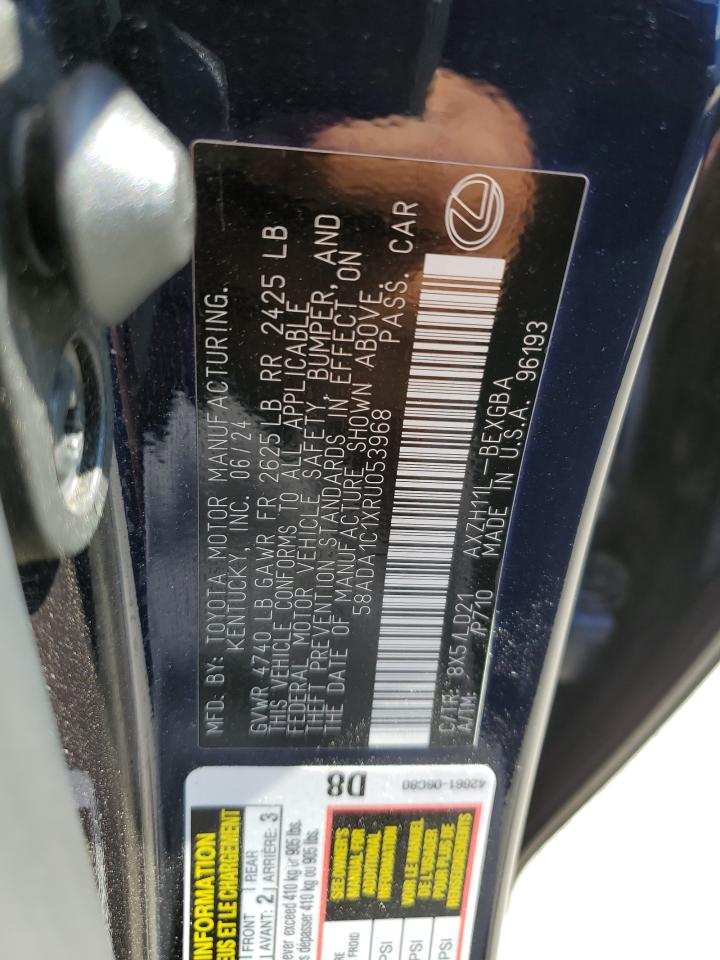 2024 Lexus Es 300H Base VIN: 58ADA1C1XRU053968 Lot: 85505245