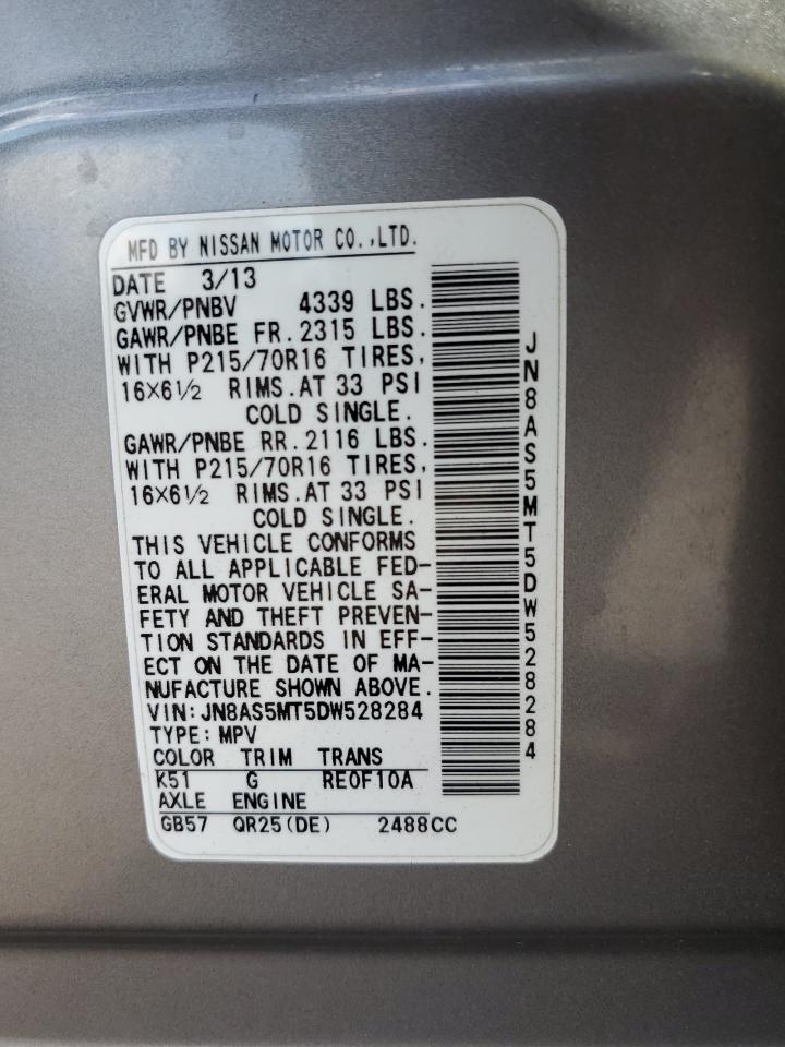 2013 Nissan Rogue S VIN: JN8AS5MT5DW528284 Lot: 86146175