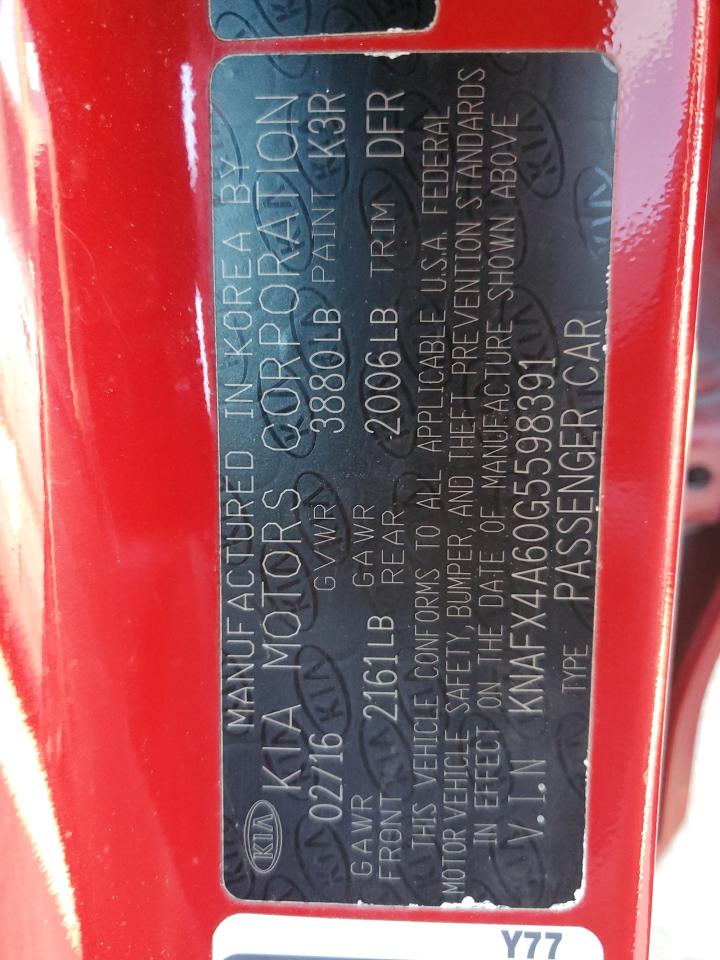 2016 Kia Forte Lx VIN: KNAFX4A60G5598391 Lot: 82420095