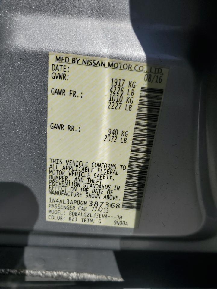 2016 Nissan Altima 2.5 VIN: 1N4AL3AP0GN387368 Lot: 87386955