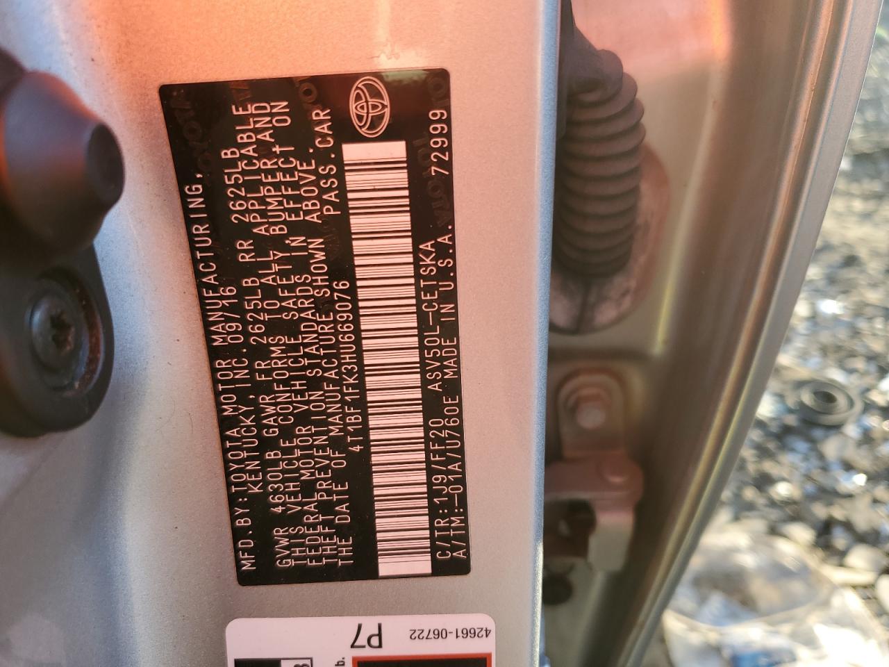 2017 Toyota Camry Le VIN: 4T1BF1FK3HU669076 Lot: 86249325