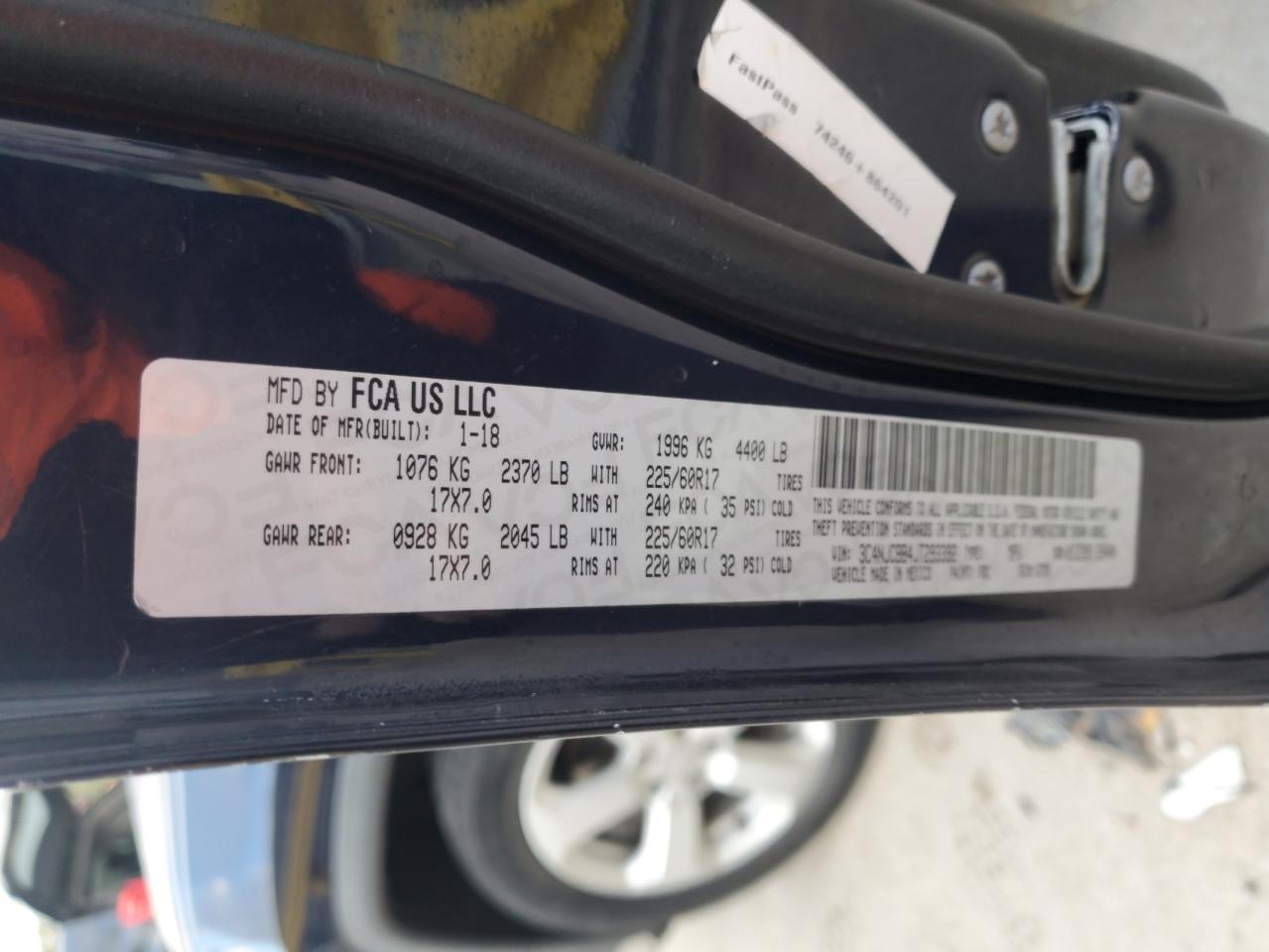 2018 Jeep Compass Latitude VIN: 3C4NJCBB4JT293392 Lot: 86711045