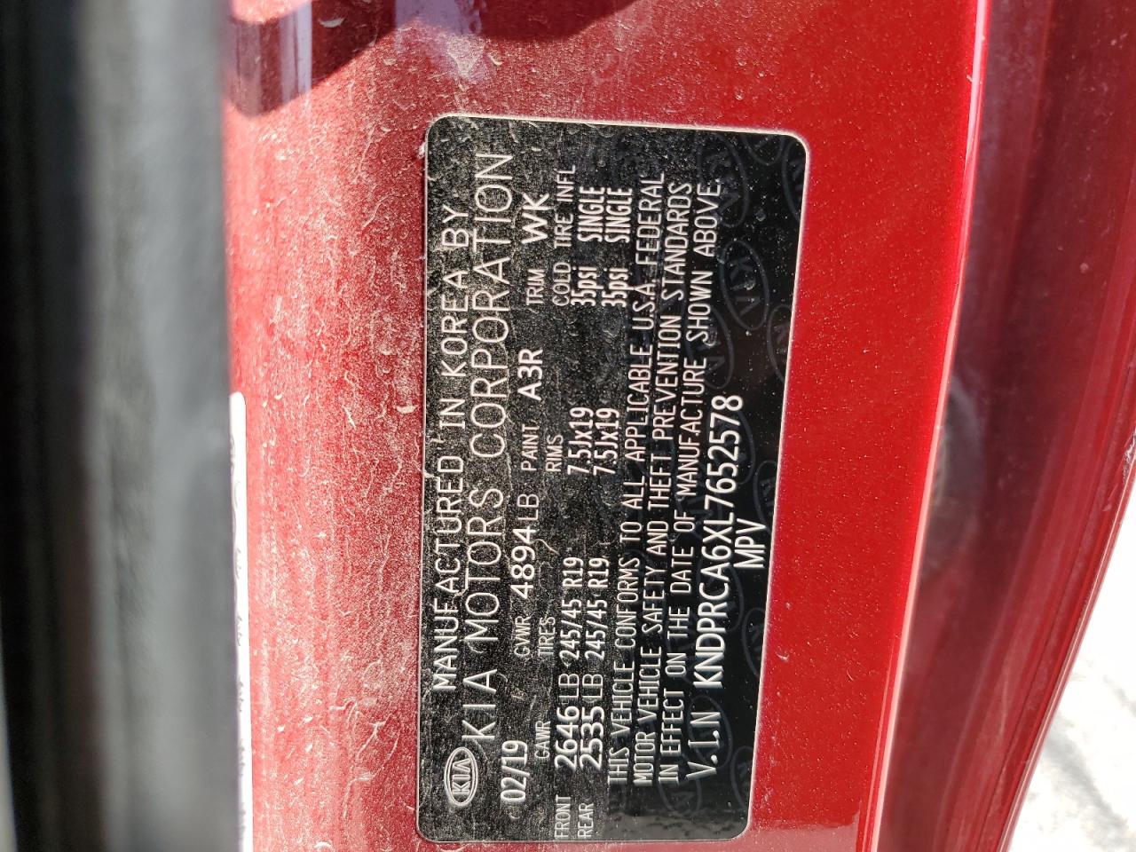 2020 Kia Sportage Sx VIN: KNDPRCA6XL7652578 Lot: 84930585