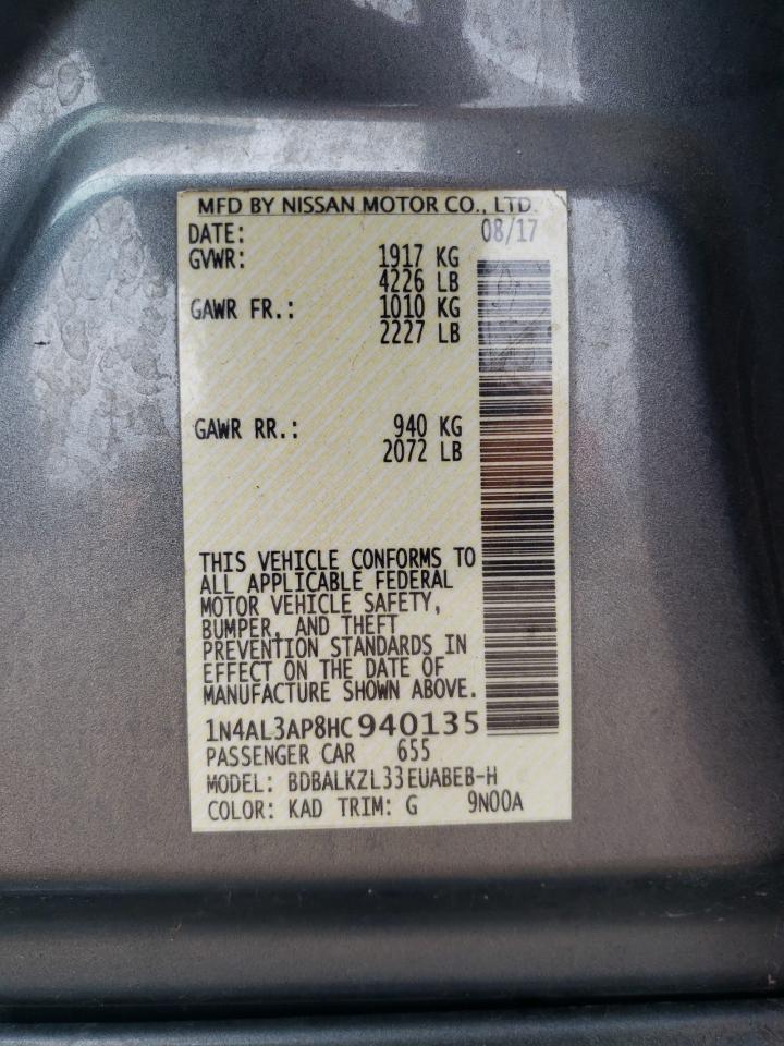 2017 Nissan Altima 2.5 VIN: 1N4AL3AP8HC940135 Lot: 82335125