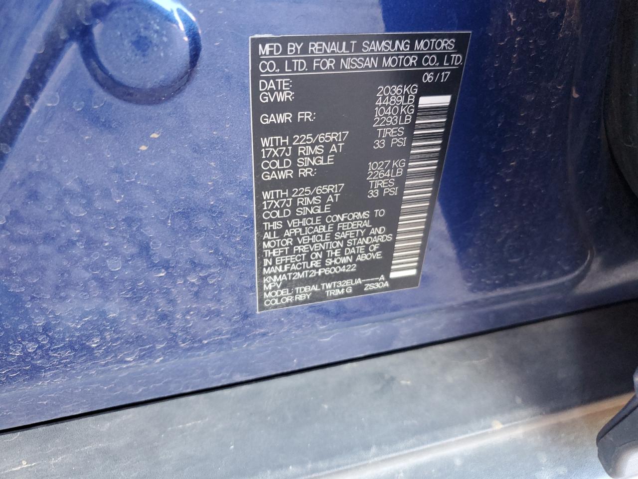 2017 Nissan Rogue S VIN: KNMAT2MT2HP600422 Lot: 82304905