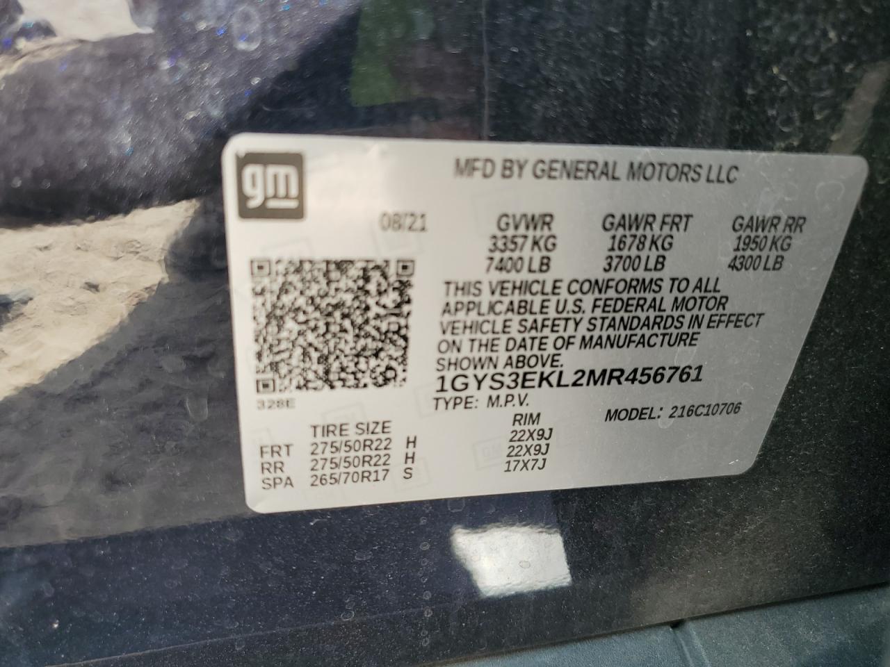 2021 Cadillac Escalade Sport VIN: 1GYS3EKL2MR456761 Lot: 89504605