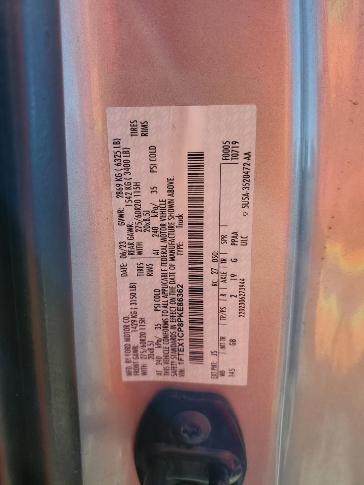 2023 Ford F150 Super Cab VIN: 1FTEX1CP8PKE86362 Lot: 86666625