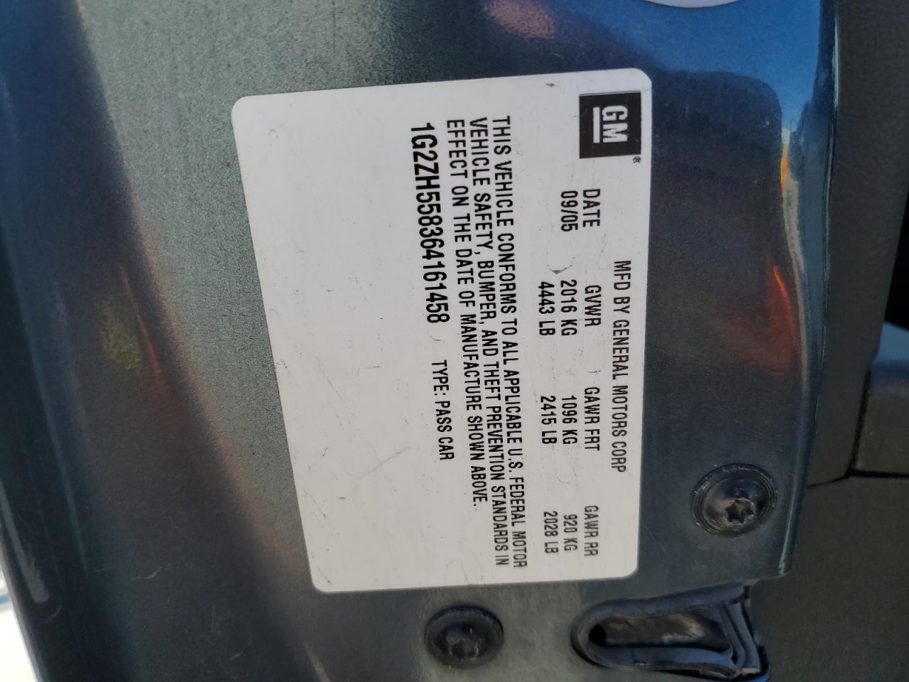 2006 Pontiac G6 Gt VIN: 1G2ZH558364161458 Lot: 89558515