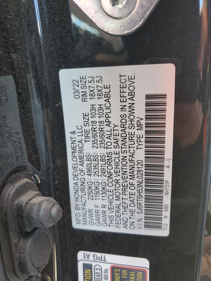 2022 Honda Cr-V Ex VIN: 5J6RT6H53NL028120 Lot: 87053375