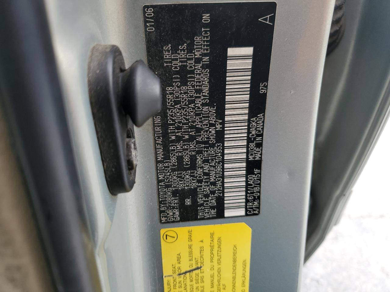 2006 Lexus Rx 330 VIN: 2T2HA31U96C104953 Lot: 89909465