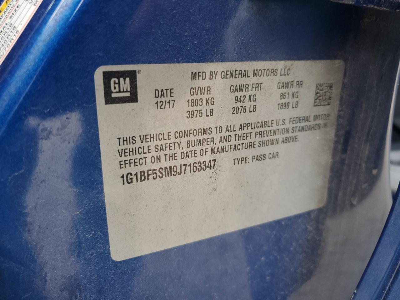 2018 Chevrolet Cruze Premier VIN: 1G1BF5SM9J7163347 Lot: 84779635