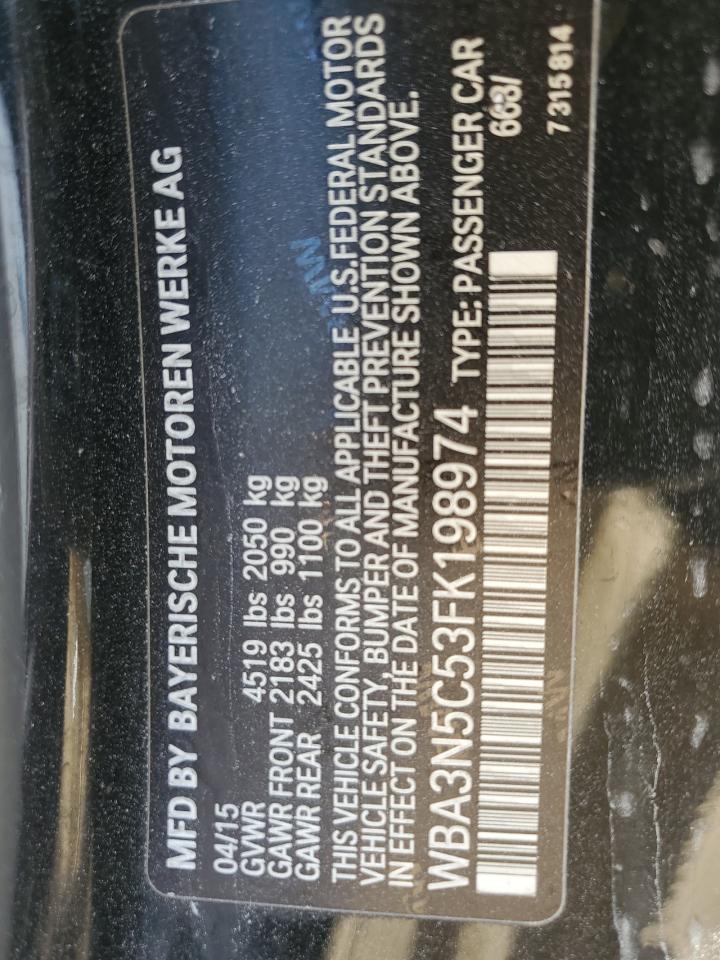 2015 BMW 428 Xi VIN: WBA3N5C53FK198974 Lot: 85272045