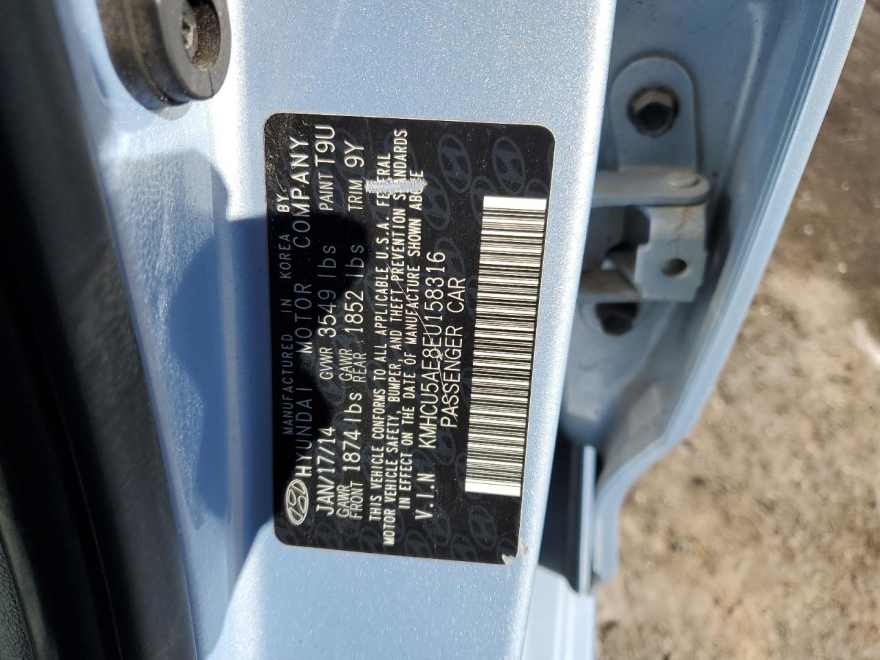 2014 Hyundai Accent Gls VIN: KMHCU5AE8EU158316 Lot: 90864785