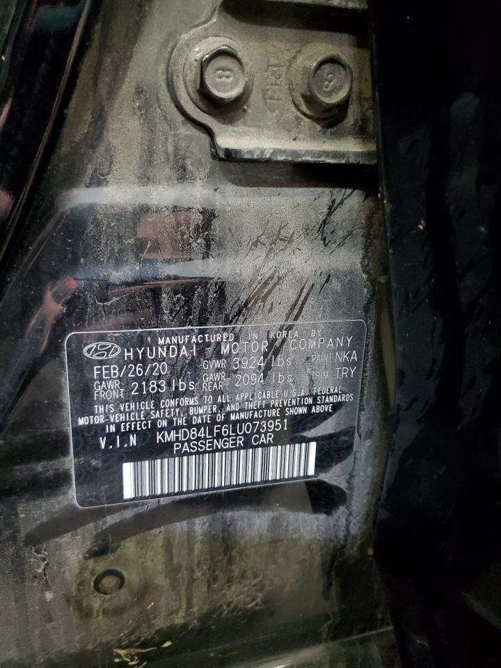 2020 Hyundai Elantra Sel VIN: KMHD84LF6LU073951 Lot: 82542705
