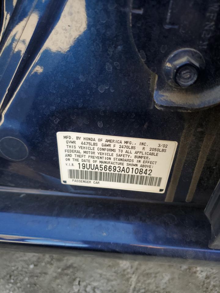 2003 Acura 3.2Tl VIN: 19UUA56693A010842 Lot: 85003325