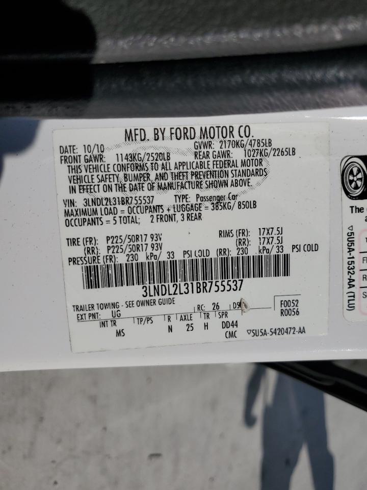 2011 Lincoln Mkz Hybrid VIN: 3LNDL2L31BR755537 Lot: 82754275