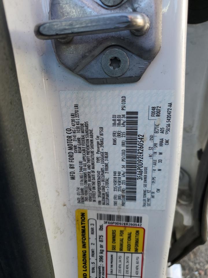 2014 Ford Fusion Titanium VIN: 3FA6P0D92ER260542 Lot: 86135065