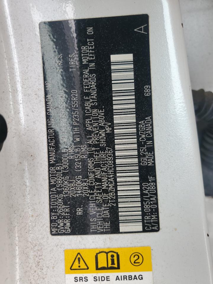 2017 Lexus Rx 350 Base VIN: 2T2BZMCA4HC089367 Lot: 86481805