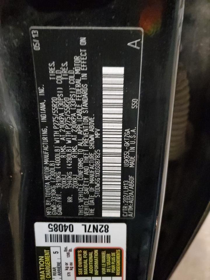 2013 Toyota Sequoia Platinum VIN: 5TDDW5G1XDS087825 Lot: 87460185