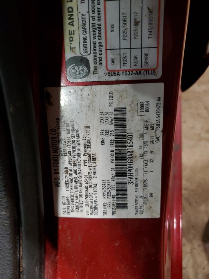 2010 Ford Fusion Se VIN: 3FAHP0HG8AR165401 Lot: 90415635