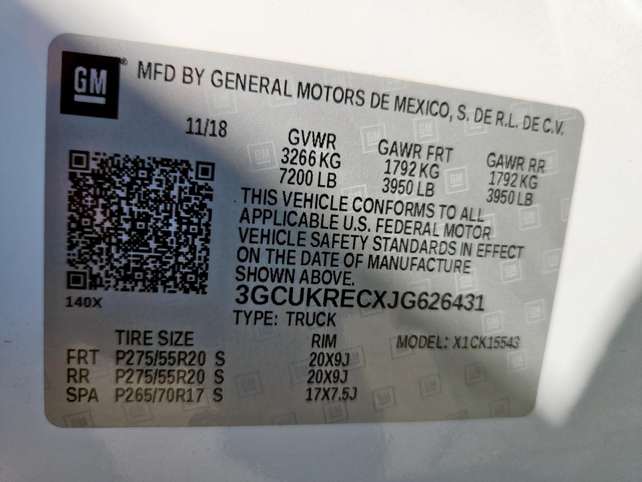 2018 Chevrolet Silverado K1500 Lt VIN: 3GCUKRECXJG626431 Lot: 82436855