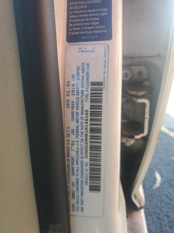 2001 Volkswagen Jetta Gls VIN: 3VWSK69M81M149165 Lot: 84211625