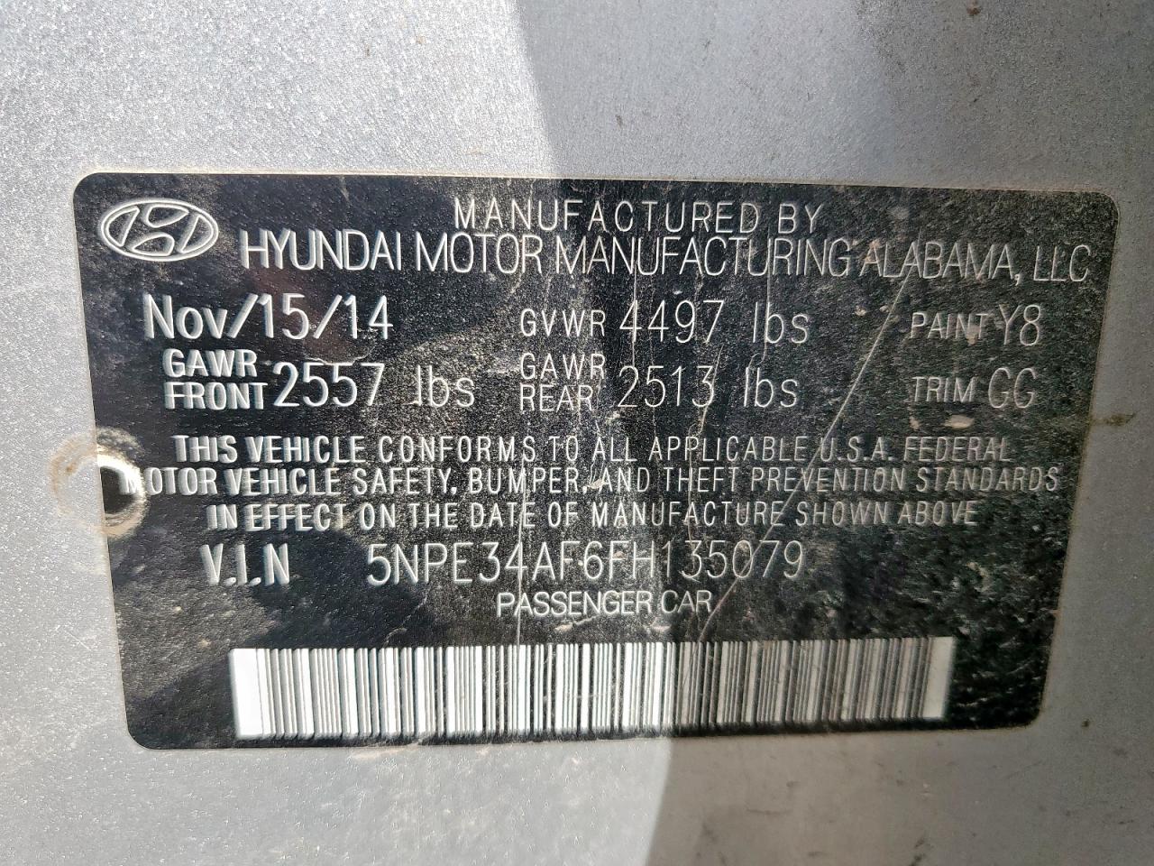 2015 Hyundai Sonata Sport VIN: 5NPE34AF6FH135079 Lot: 86110345