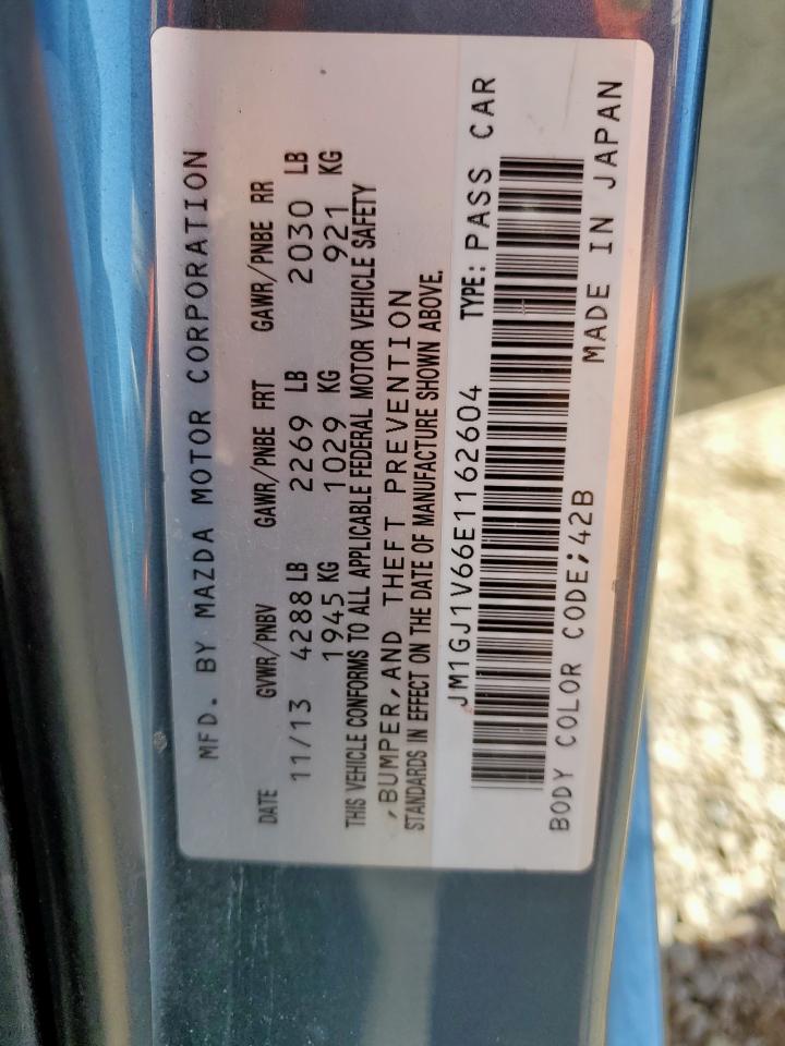 2014 Mazda 6 Touring VIN: JM1GJ1V66E1162604 Lot: 90990445