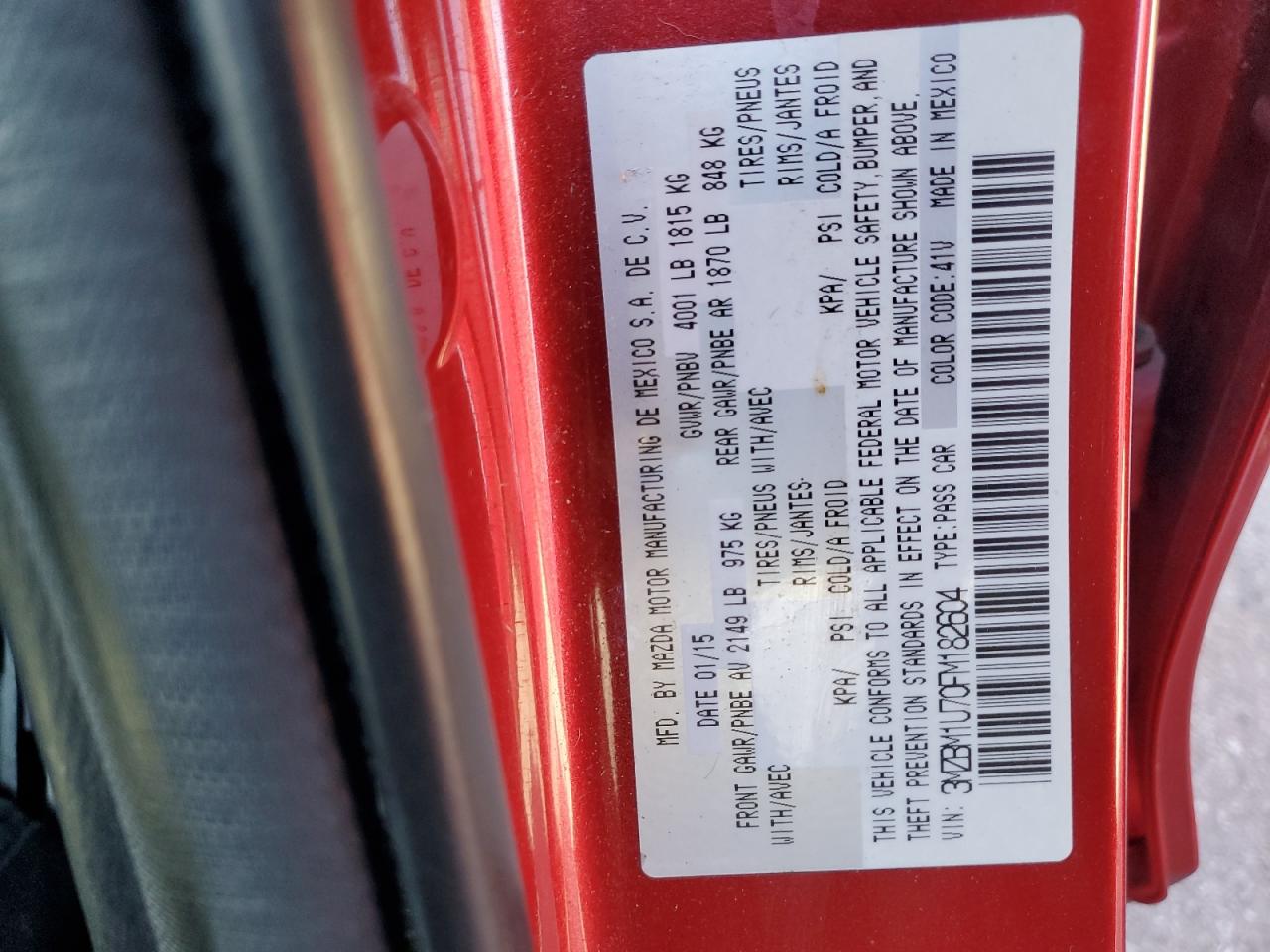 2015 Mazda 3 Sport VIN: 3MZBM1U70FM182604 Lot: 86898015