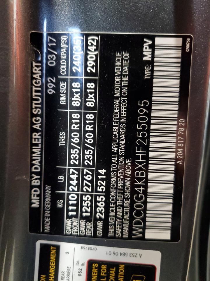 2017 Mercedes-Benz Glc 300 4Matic VIN: WDC0G4KBXHF255095 Lot: 82348265