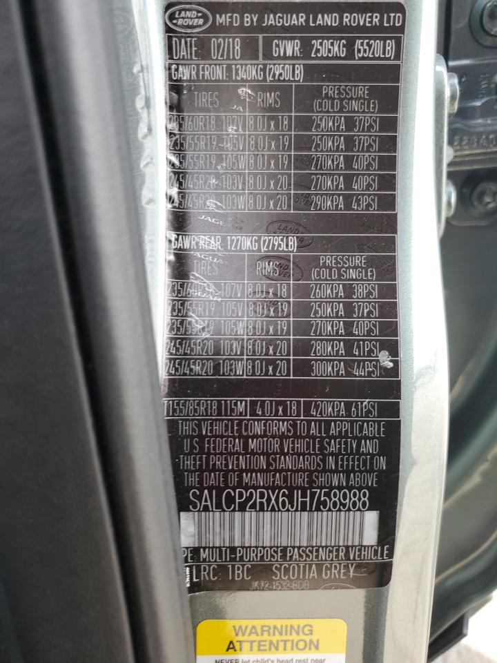 2018 Land Rover Discovery Sport Se VIN: SALCP2RX6JH758988 Lot: 91057185