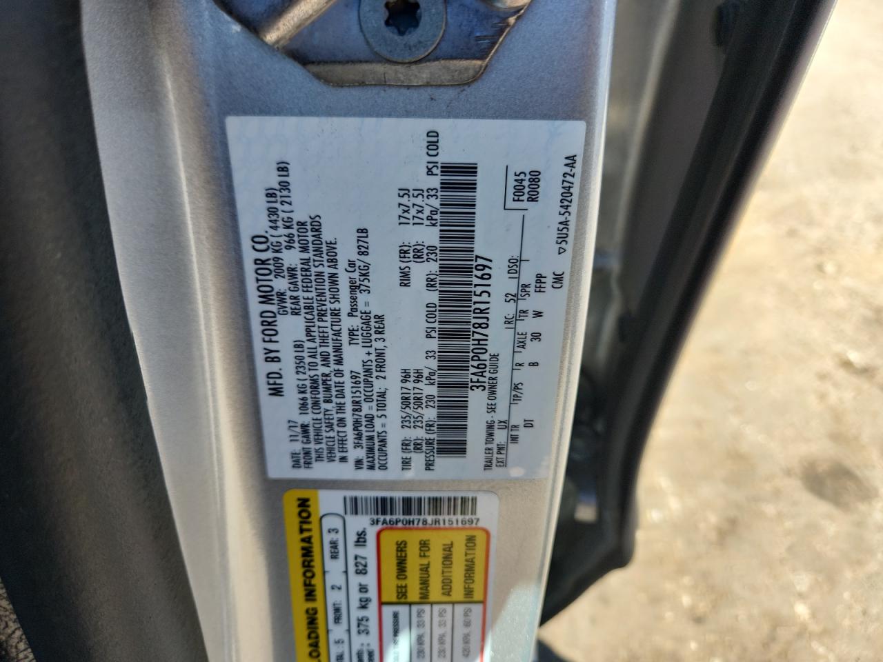 2018 Ford Fusion Se VIN: 3FA6P0H78JR151697 Lot: 85526655