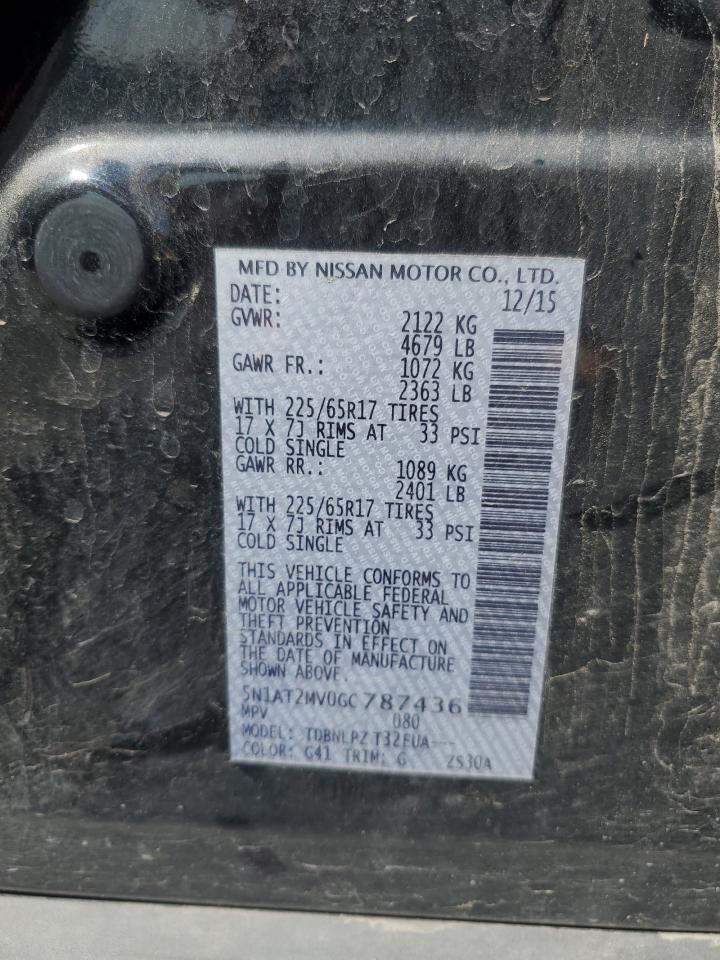 2016 Nissan Rogue S VIN: 5N1AT2MV0GC787436 Lot: 82234445