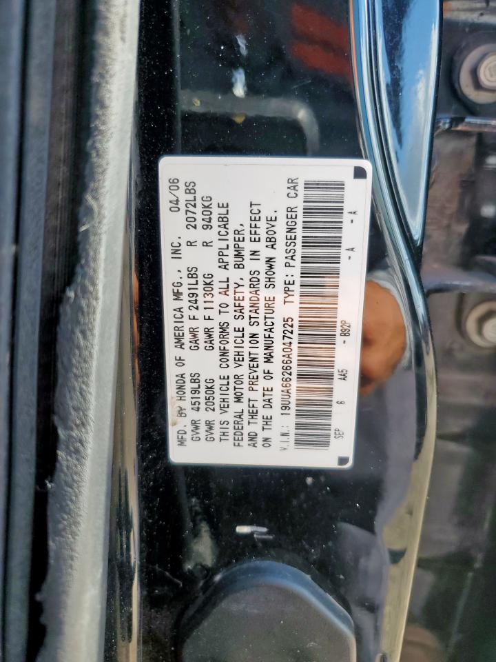 2006 Acura 3.2Tl VIN: 19UUA66266A047225 Lot: 86275095