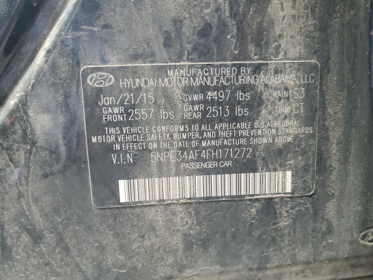 2015 Hyundai Sonata Sport VIN: 5NPE34AF4FH171272 Lot: 84070935