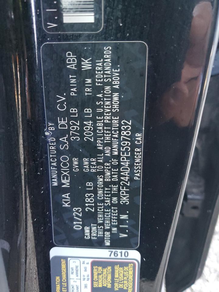 2023 Kia Forte Lx VIN: 3KPF24AD4PE597832 Lot: 85356135