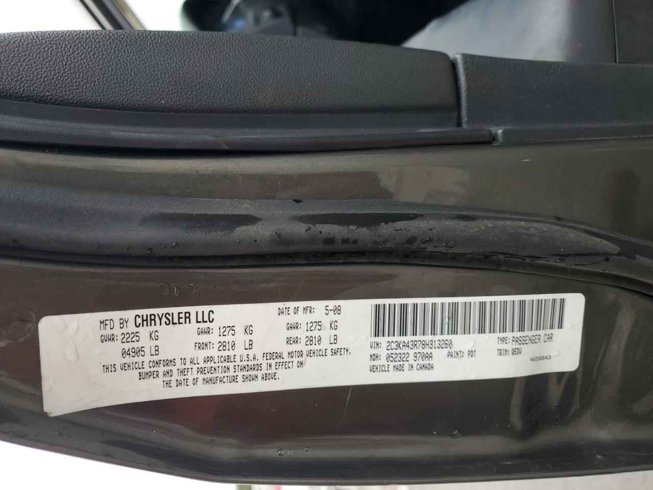 2008 Chrysler 300 Lx VIN: 2C3KA43R78H313260 Lot: 90516035