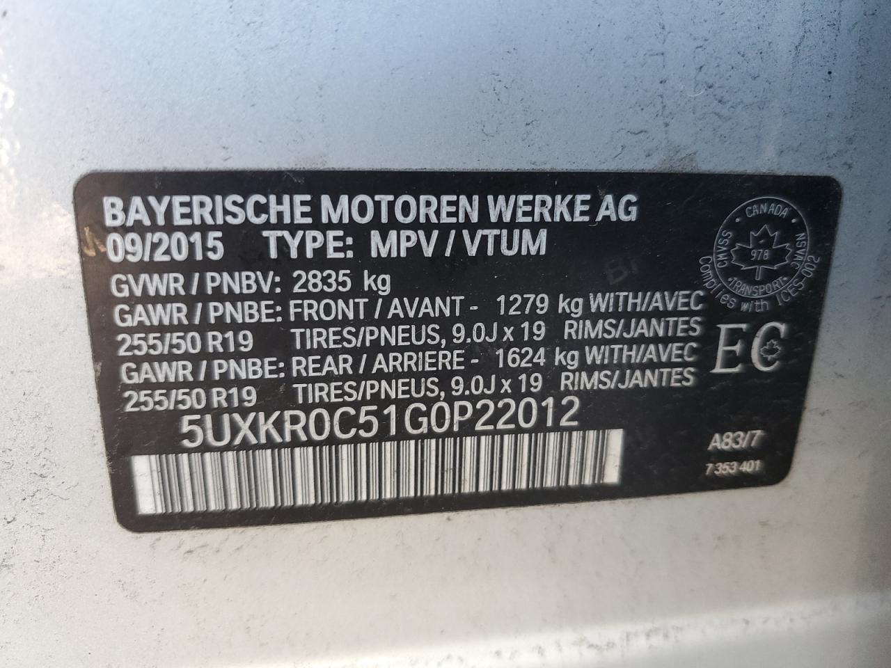 2016 BMW X5 xDrive35I VIN: 5UXKR0C51G0P22012 Lot: 85486085