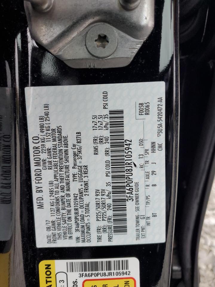 2018 Ford Fusion Se Phev VIN: 3FA6P0PU8JR105942 Lot: 82691245