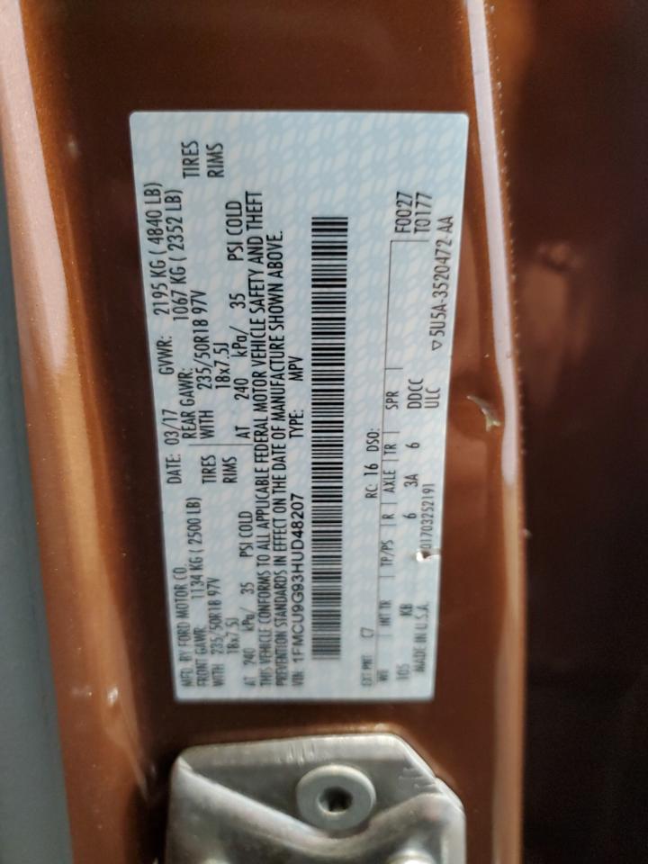 2017 Ford Escape Se VIN: 1FMCU9G93HUD48207 Lot: 85345685